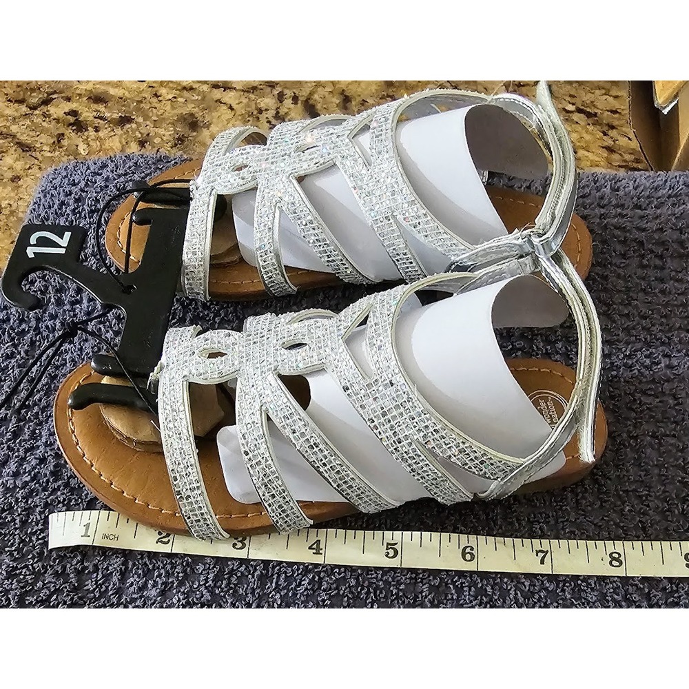Wonder Nation Girls Silver Rhinestone Gladiator Sandals Size 12 New GTW21SN12N - Picture 6 of 8